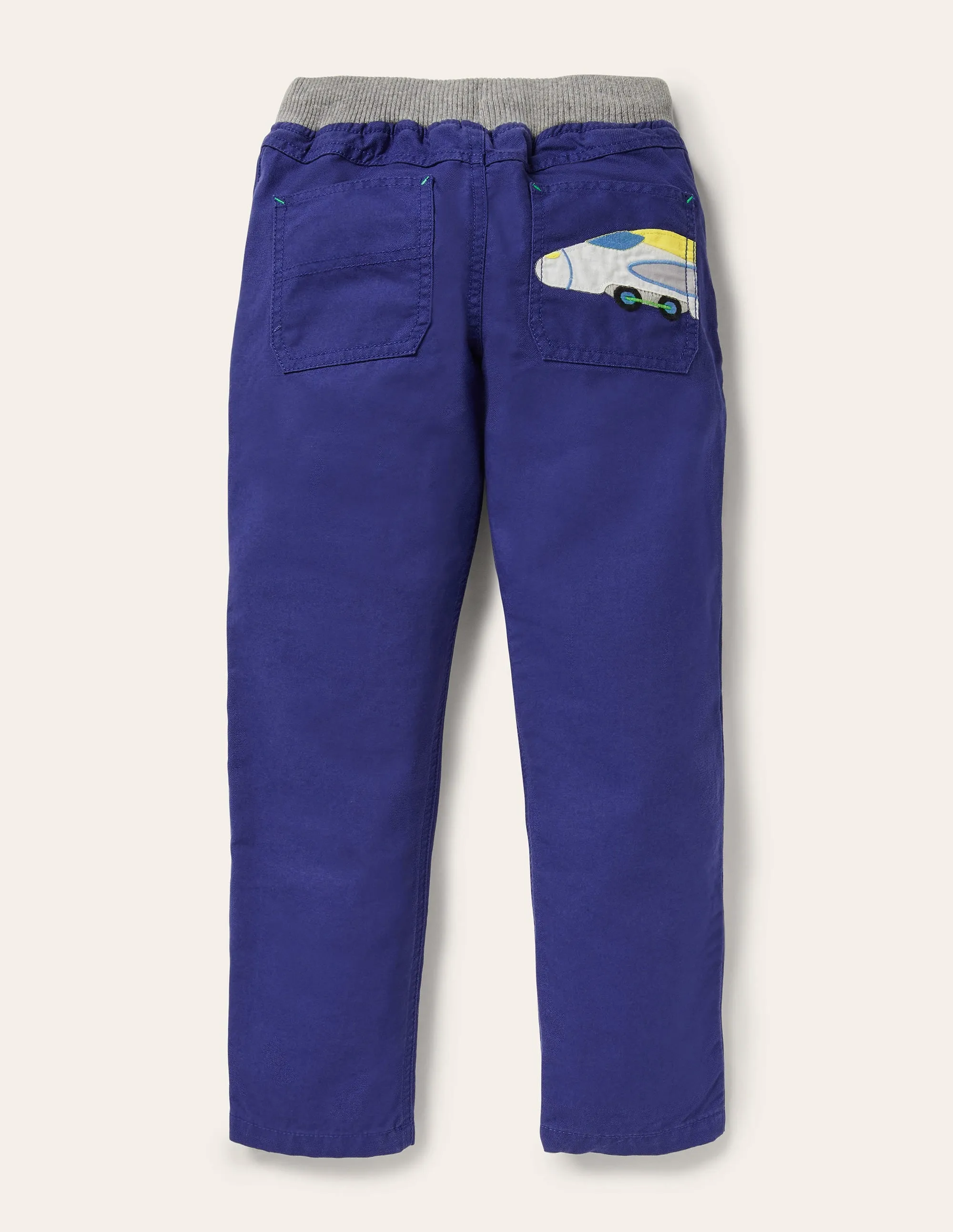Appliqué Pull-on Trousers-Starboard Blue Trains