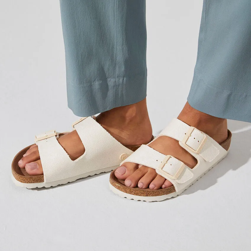 Arizona Vegan- The Birkenstock Signature Double Band Sandal in Eggshell