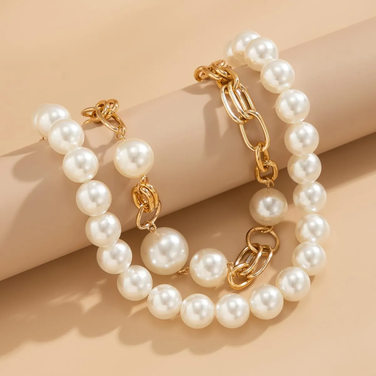 Artificial Pearl Necklaces For WomenWhite Big Pearl Layer Silver Necklace Beaded Trendy Heart Dainty Statement Cute Wedding Simple Bride Jewelry For Women