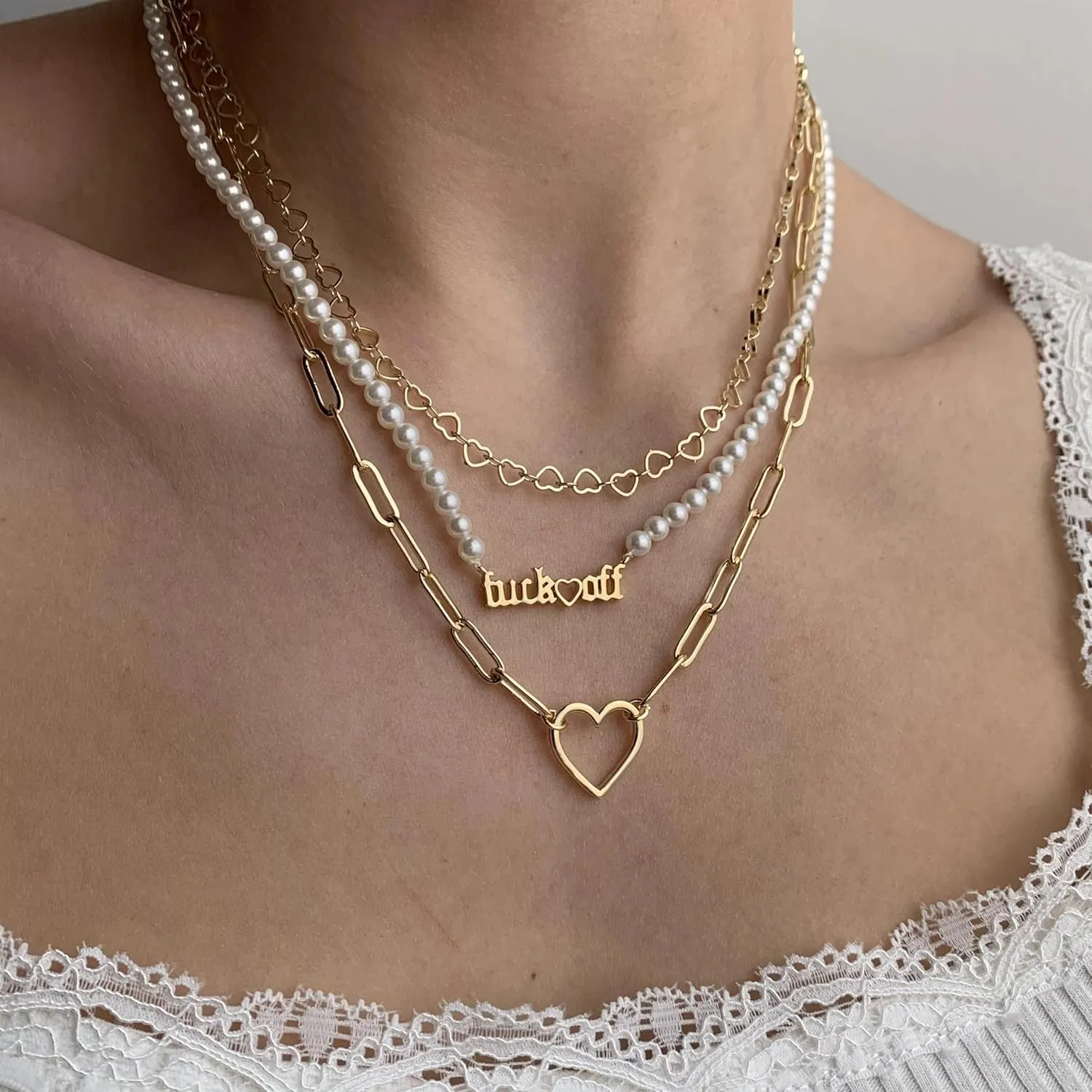 ASCOMY Dainty Gold Necklace for Women 14K Gold Plated Necklaces for Her Delicate Love Heart Necklace Heart Pendant Necklace Cute Necklaces Festival Jewelry Gift for Women