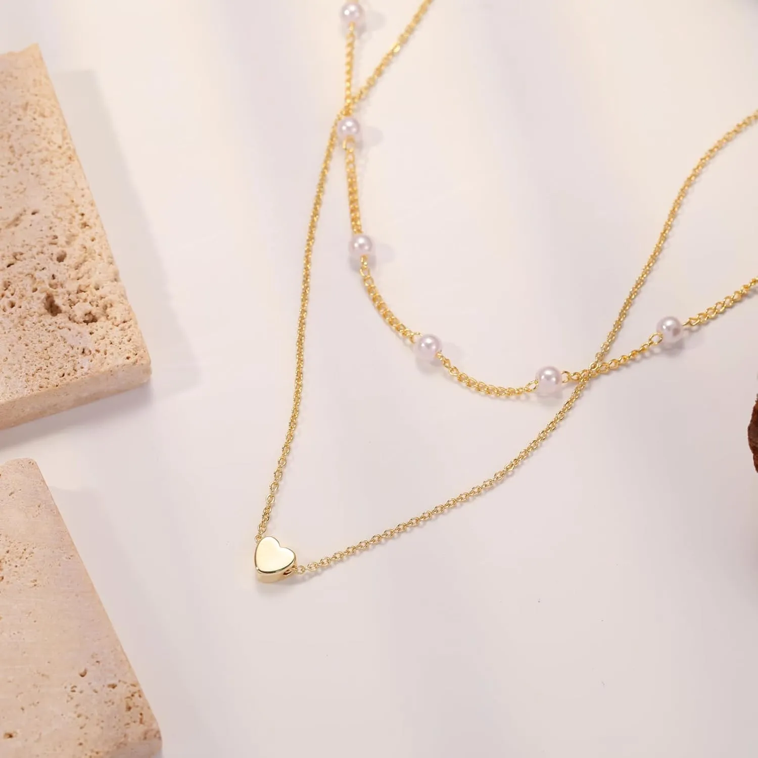 ASCOMY Dainty Gold Necklace for Women 14K Gold Plated Necklaces for Her Delicate Love Heart Necklace Heart Pendant Necklace Cute Necklaces Festival Jewelry Gift for Women