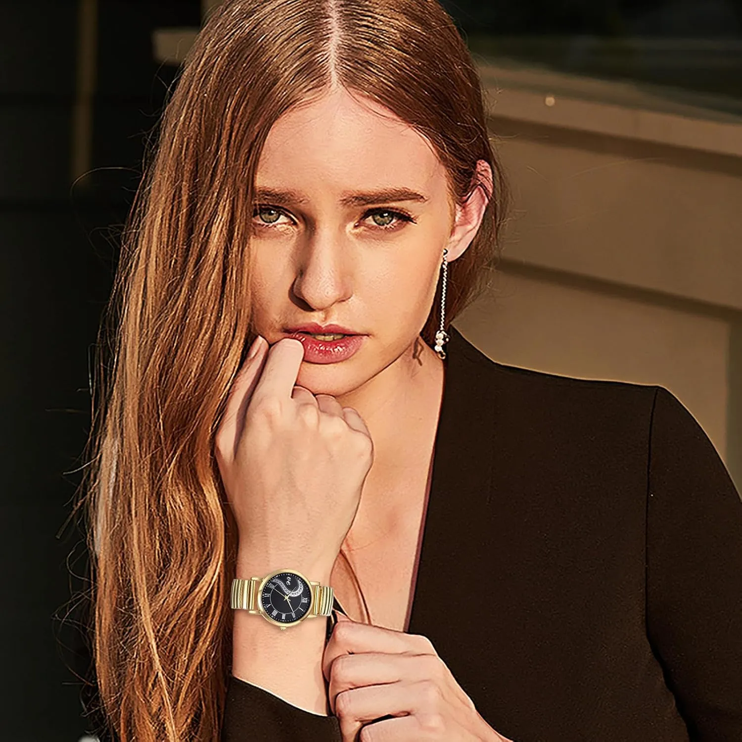 Avaner Elastic Strap Couple Watches: Stretch Band His and Her Analog Quartz Stainless Steel Bangle Wrist Watches for Men Women