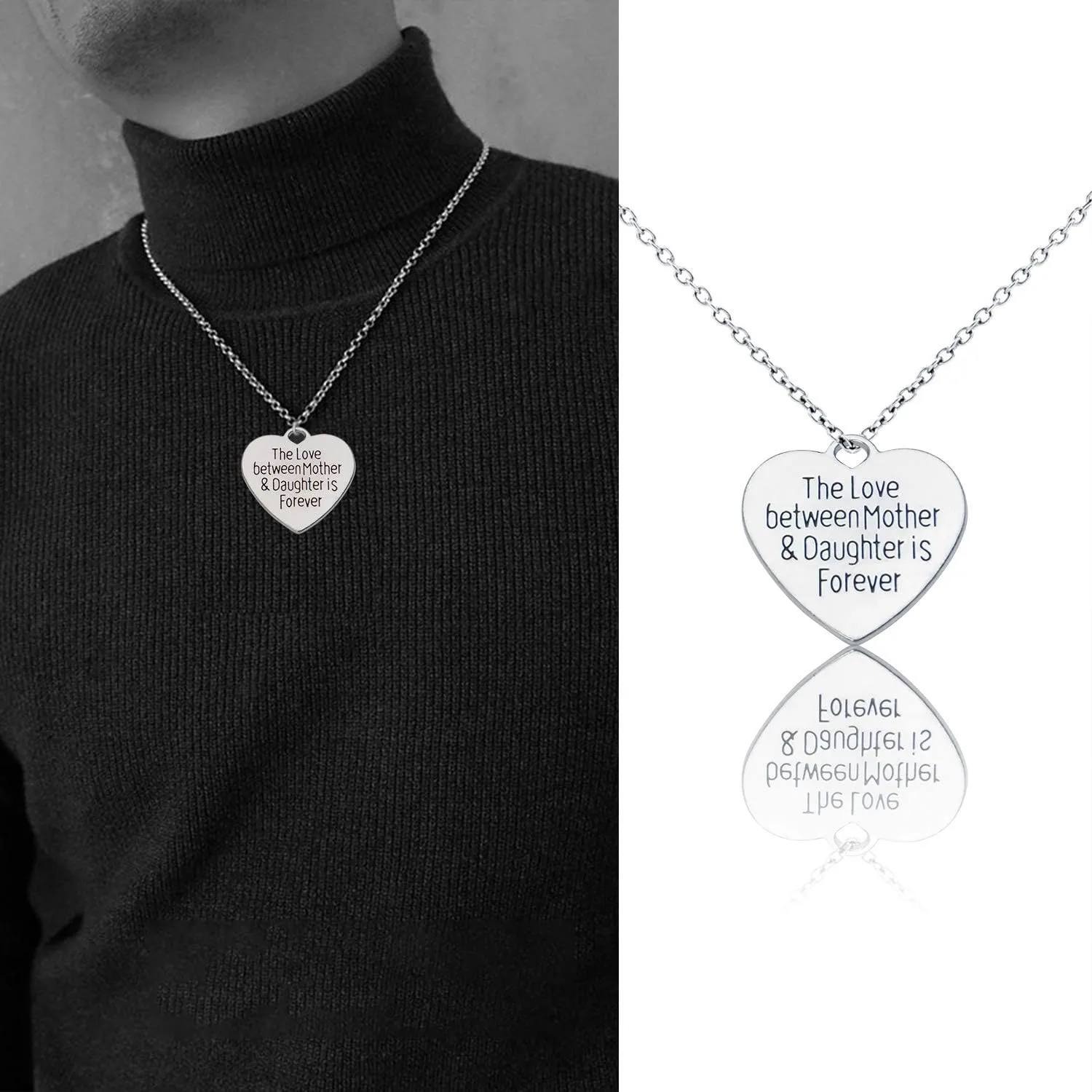 Aylifu 30pcs Heart-shaped Charms with Message 'The Love Between Mother & Daughter is Forever' Crafts Supplies Jewelry Findings for Bracelet Necklace Keychain Pendants
