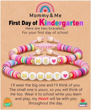 Back to school Bracelets for Mom Daughter/Son Best Friend Friendship Bracelets for 2, BFF Matching Heart Butterfly Bracelets Set First Day of School Gifts