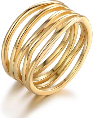 Barzel 18K Gold Plated Statement Ring For Women, Trendy Statement Ring, Sizes 5-10 - Made in Brazil