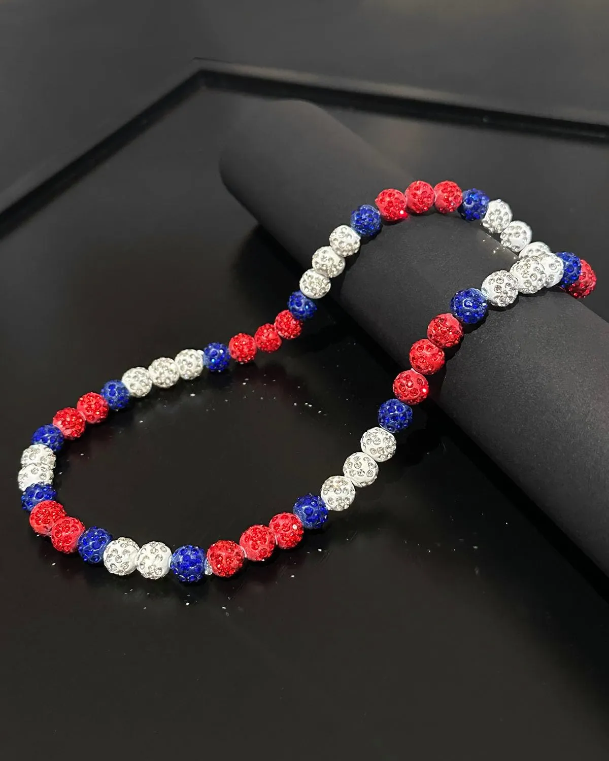 Baseball Bead Necklace for Men, 16/18/20" Ice Necklace Cool Gifts, Rhinestone Bling Inspired Sports Jewelry Gift