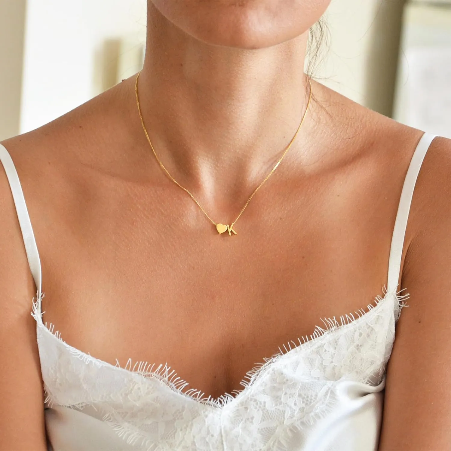 BAYLAY Heart Initial Necklaces for Women Girls, 18K Gold Plated Letter A-Z Initial Necklace Jewelry Dainty Gold Initial Necklaces for Women Teen Girl Gifts Trendy Stuff