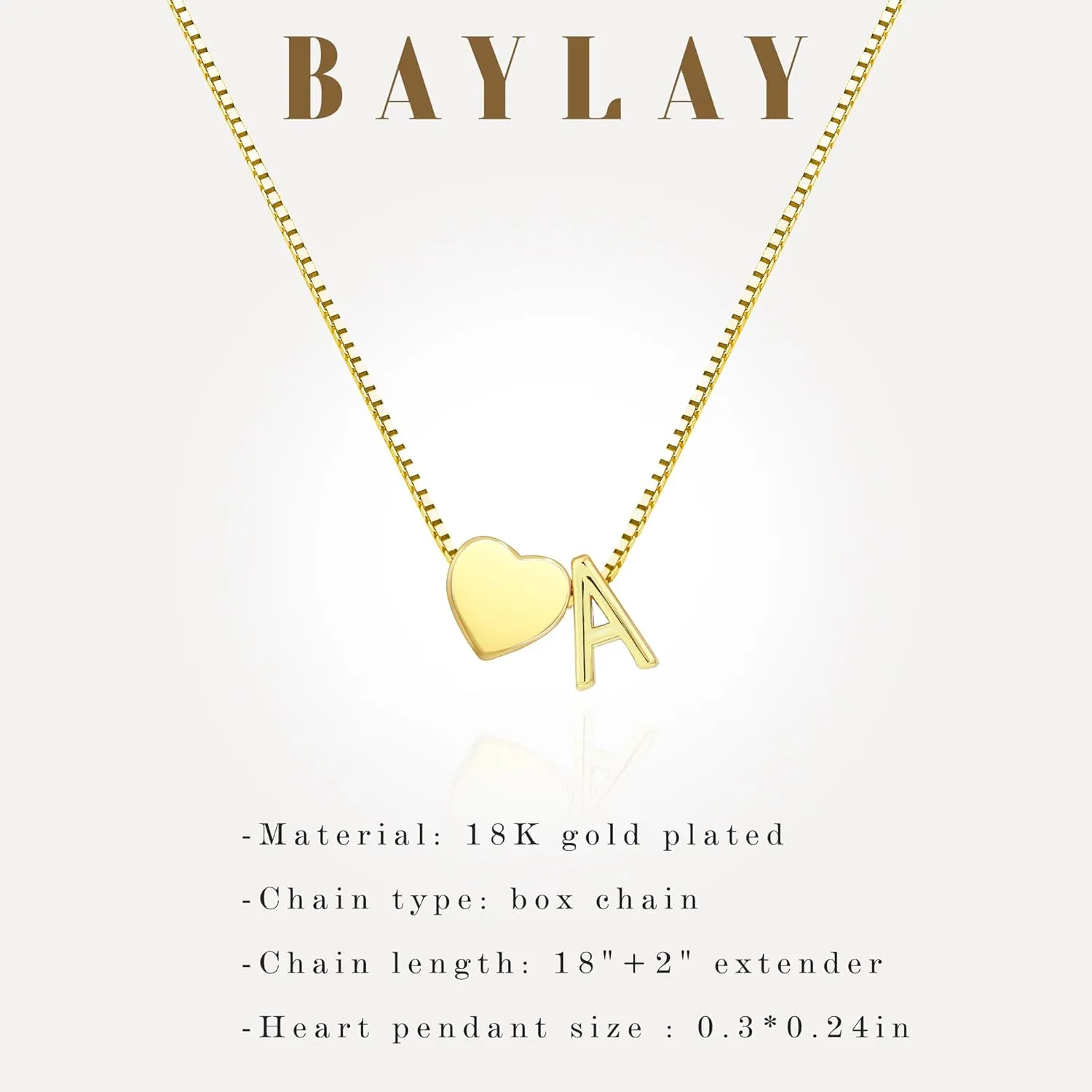 BAYLAY Heart Initial Necklaces for Women Girls, 18K Gold Plated Letter A-Z Initial Necklace Jewelry Dainty Gold Initial Necklaces for Women Teen Girl Gifts Trendy Stuff