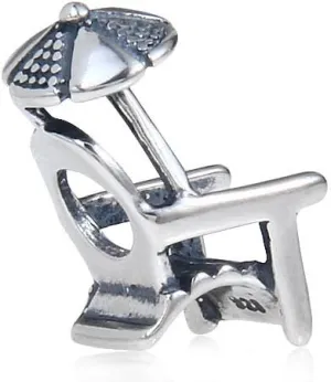 Beach Chair Charm 925 Sterling Silver Umbrella Charm Travel Charm fit for Fashion Bracelets