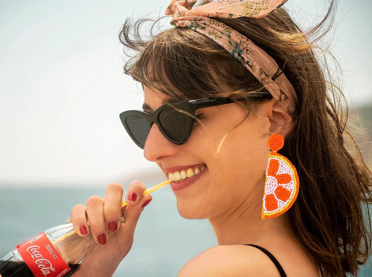 Beaded Dangle Earrings for Women Boho Cute Strawberry Watermelon Fruit Bead Drop Dangling Earrings Handmade Summer Beach Jewelry Gift for Women