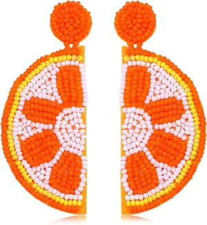 Beaded Dangle Earrings for Women Boho Cute Strawberry Watermelon Fruit Bead Drop Dangling Earrings Handmade Summer Beach Jewelry Gift for Women