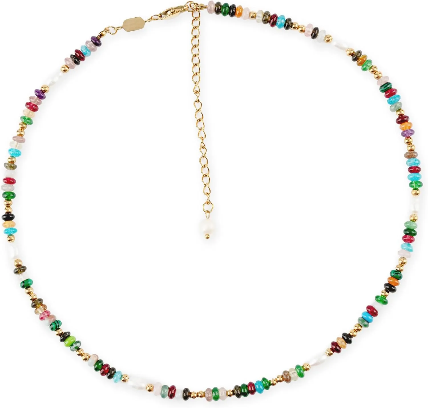 Beaded Necklaces for Women | Waterproof 18k Real Gold PVD Plated Colorful Necklace for Women | Non Tarnish, PVD Coated | Gemstone, Pearl Necklace | Boho Necklaces | Gold Jewelry non Tarnish