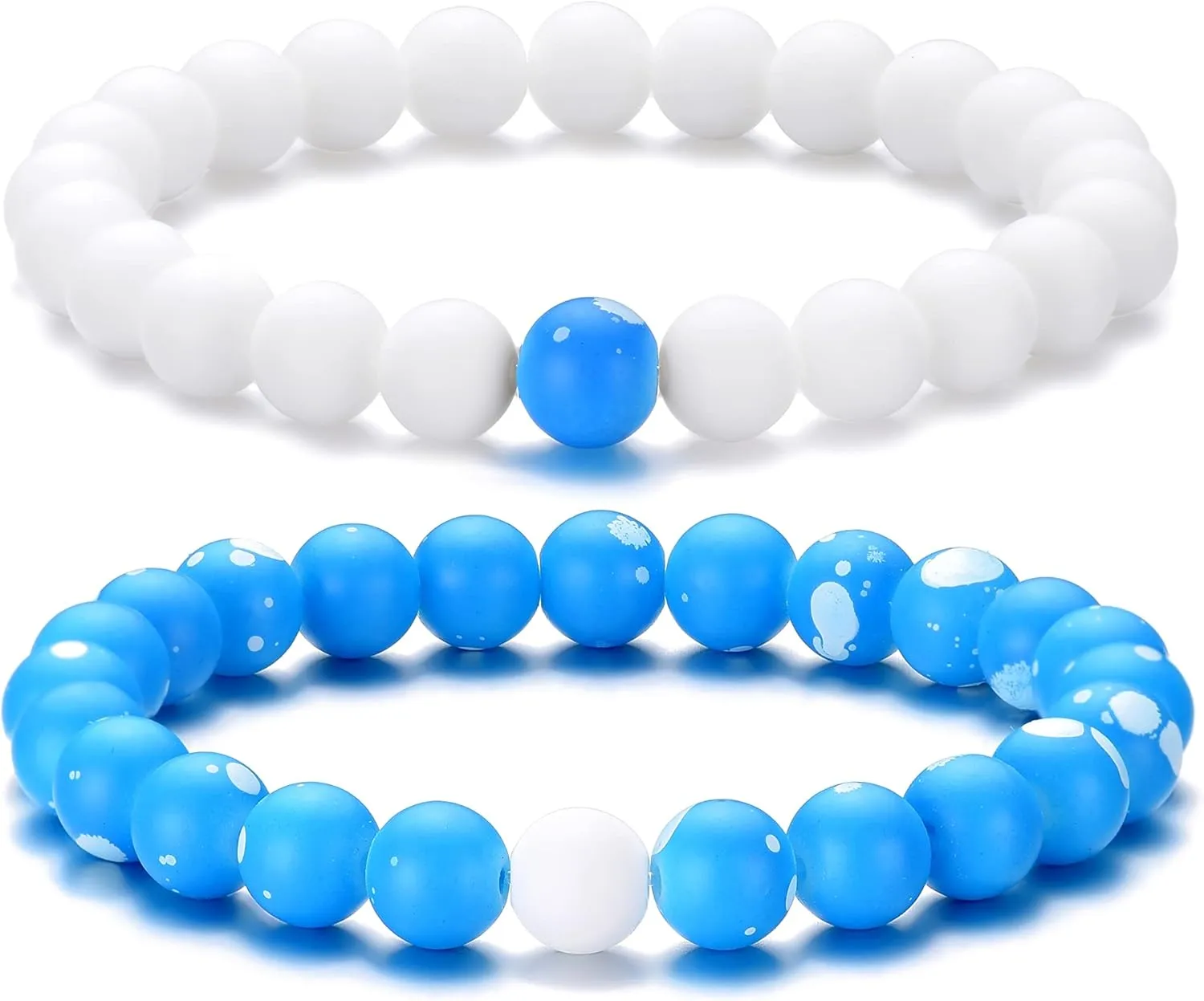 Beaded Stretch Bracelets for Men and Women 8mm Bead Matching Bracelets Unisex BFF Jewelry for 2