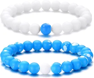 Beaded Stretch Bracelets for Men and Women 8mm Bead Matching Bracelets Unisex BFF Jewelry for 2