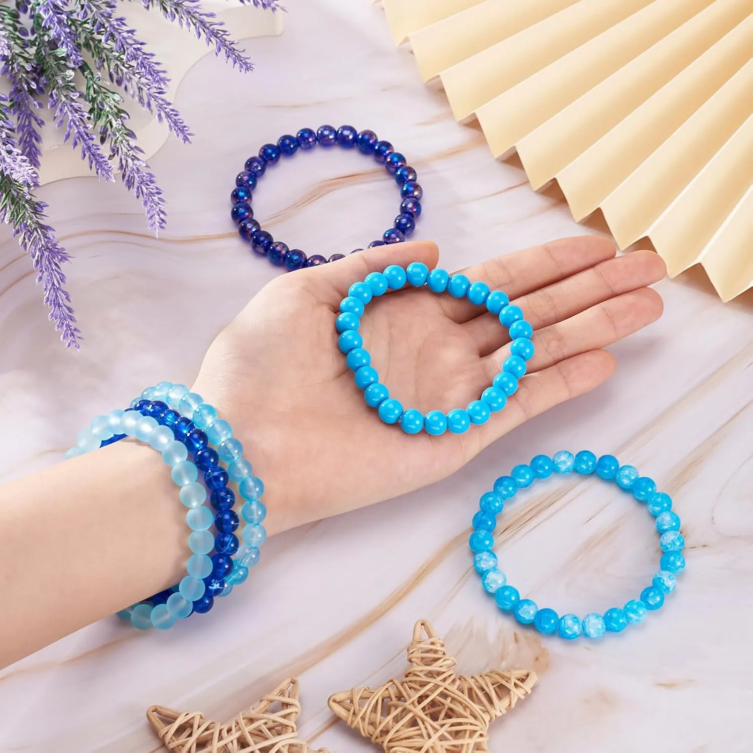 Beadthoven Beaded Stretch Bracelet Stackable Layering Bracelets Crystal Glass Bracelet for Women Men Multicolor Boho Friendship Handmade Gift