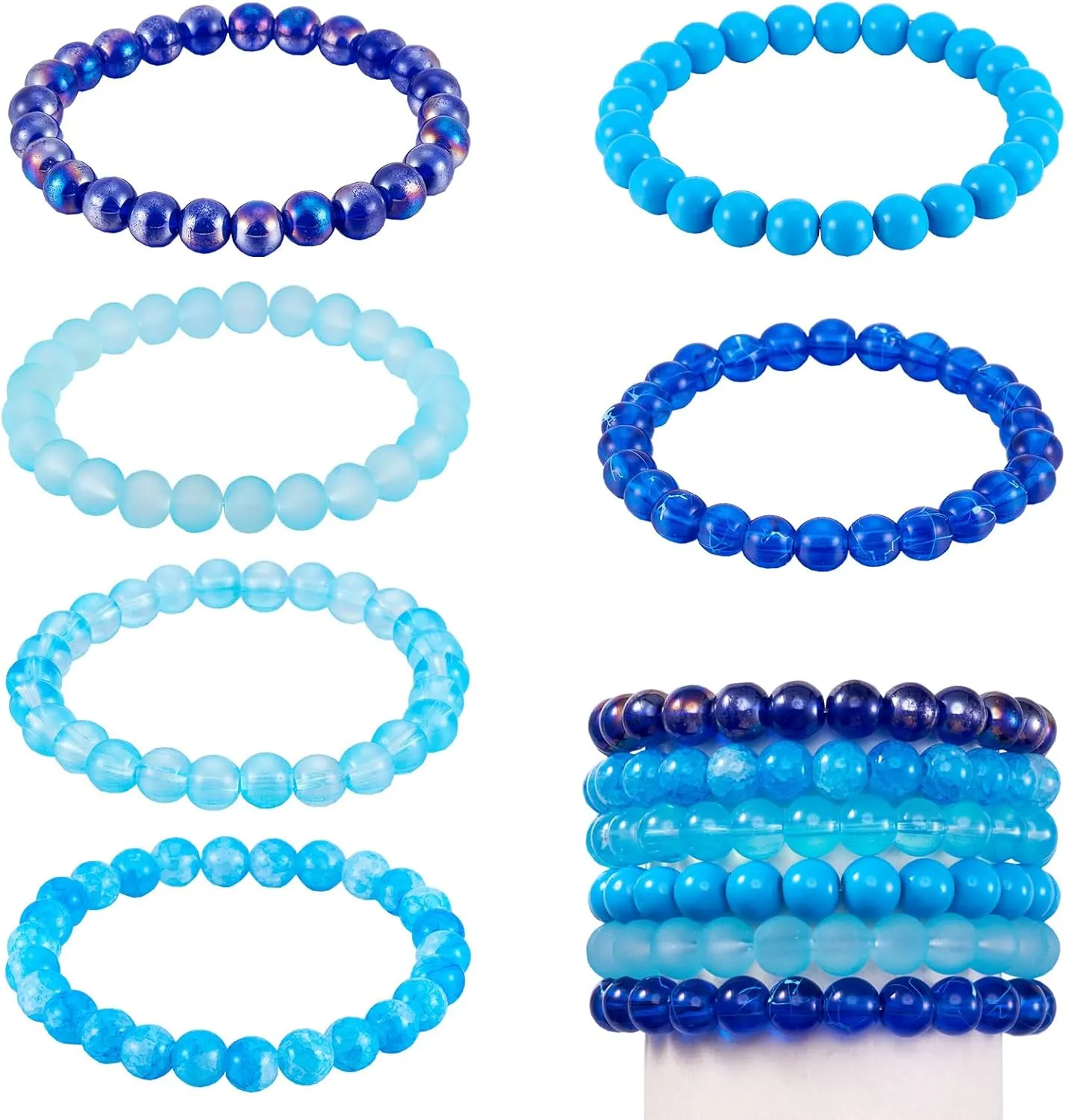 Beadthoven Beaded Stretch Bracelet Stackable Layering Bracelets Crystal Glass Bracelet for Women Men Multicolor Boho Friendship Handmade Gift