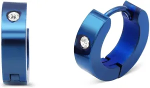 BEBERLINI Huggie Hoop Earrings with Cubic Zirconia Stone Stainless Steel Fashion Jewelry Fancy Blue Hoop Earring Men Women