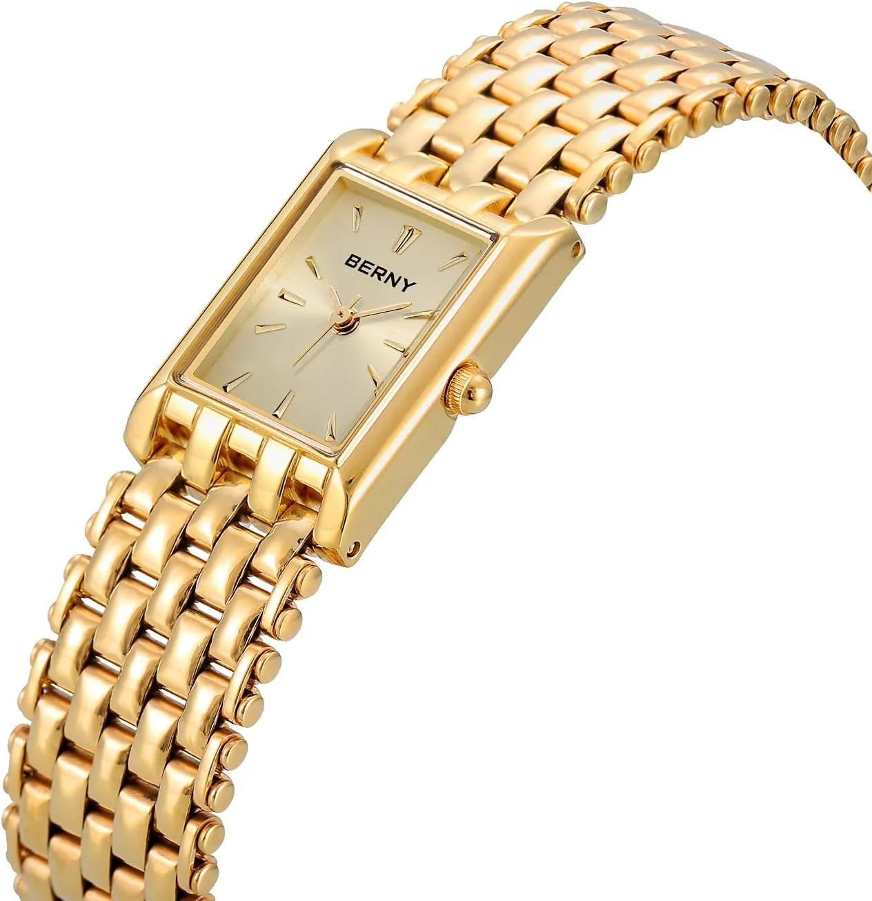 BERNY Gold Watches for Women Updated Ladies Quartz Wrist Watches Stainless Steel Band Womens Small Gold Watch Luxury Casual Fashion Bracelet Tools Included