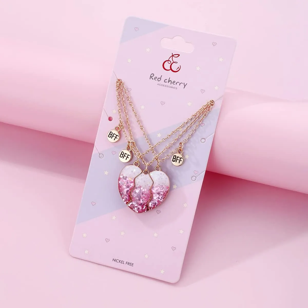 Best Friend Necklaces for 3 Matching Heart Pendant Magnetic Bff Friendship Necklace