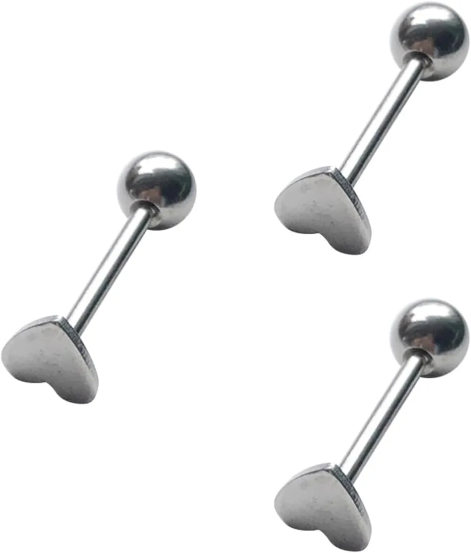 BESTYASH Heart Tongue Body Jewelry Piercings Jewelry Tongue Barbell Body Tongue Studs Heart Tongue Body Supplies