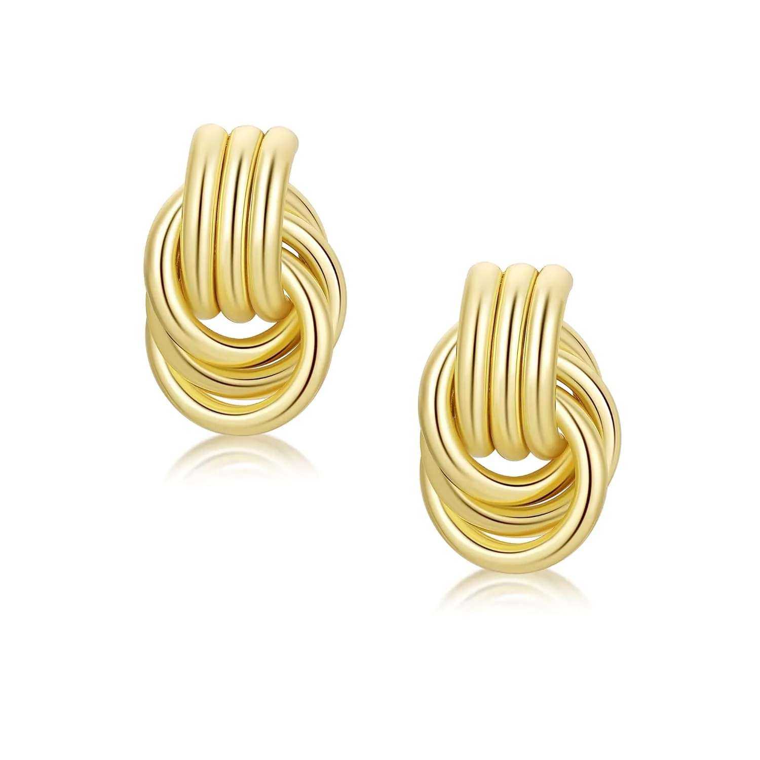 Big Chunky Knot Link Earrings for Women, Circle Geometric Drop Dangle Earringds Stud