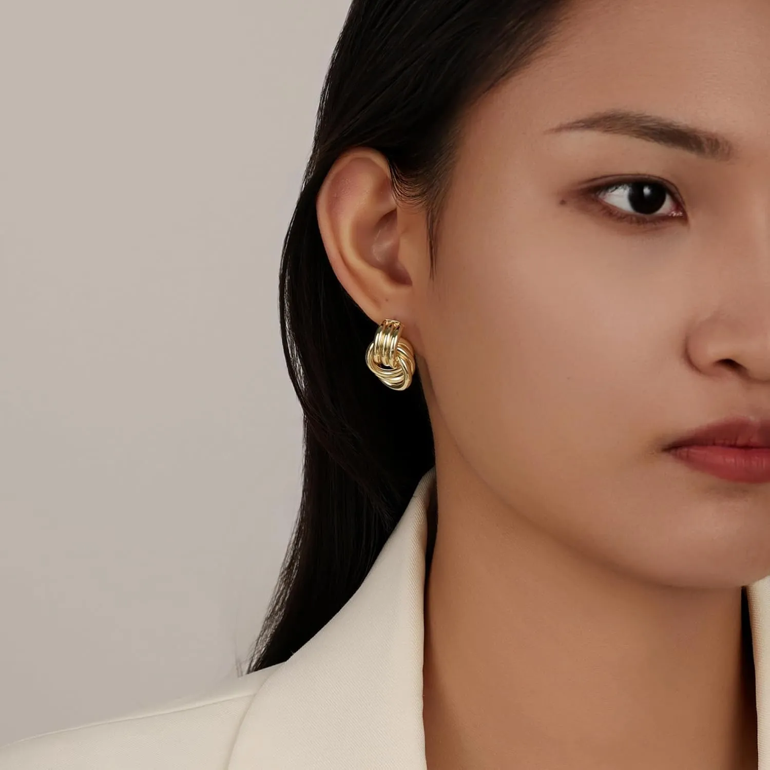 Big Chunky Knot Link Earrings for Women, Circle Geometric Drop Dangle Earringds Stud