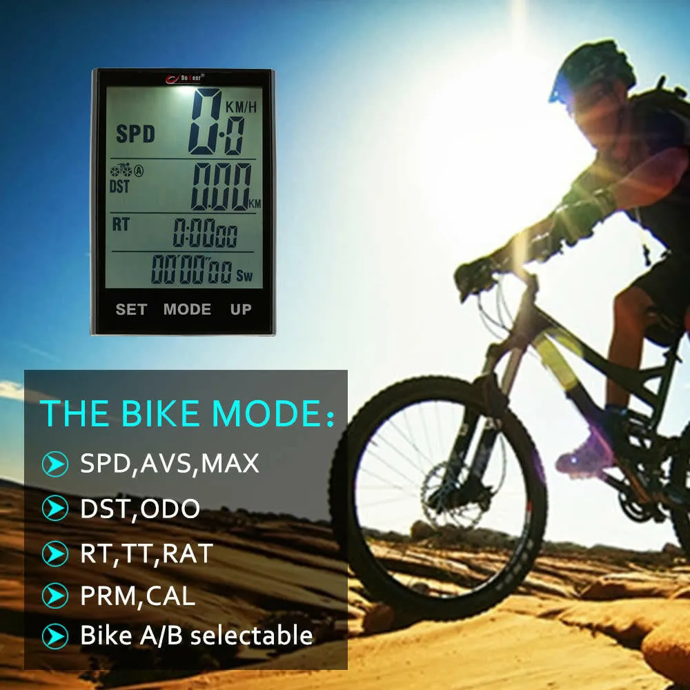 Bike Computer Bicycle Speedometer Odometer Temperature Backlight Water Resistant for Cycling Riding Multi Function