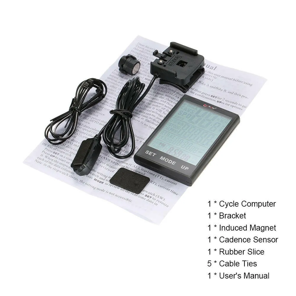 Bike Computer Bicycle Speedometer Odometer Temperature Backlight Water Resistant for Cycling Riding Multi Function
