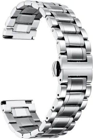 BINLUN Stainless Steel Watch Bands Quick Release 12mm-24mm Universal Metal Replacement Watch Straps SmartWatch Bracelets Links Straight & Curved Ends Men Women 6 Colors(Silver,24mm)