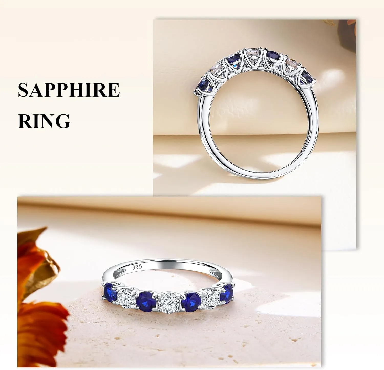 Birthstone Wedding Band Eternity Rings 925 Sterling Silver Rings Stackable Anniversary Engagement Rings Cubic Zirconia Inlaid Created Garnet/Amethyst/Sapphire Ring 7 Stone Ring, Size 6 to 10