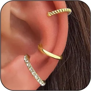 Black Ear Cuff Earrings for Women Clip On Cartilage Earrings Non Pierced Ear Cartilage Hoop Huggie Ear Cuffs for Women Non Piercing for Women