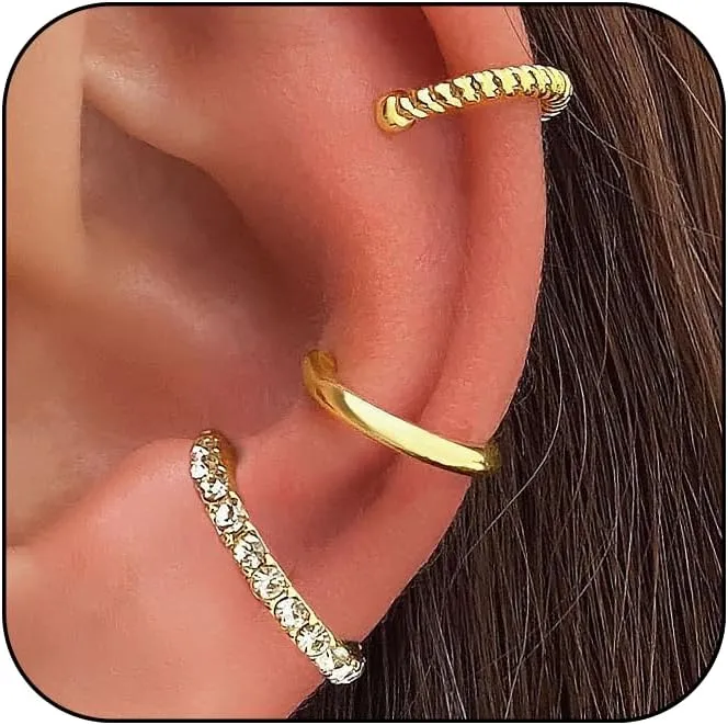 Black Ear Cuff Earrings for Women Clip On Cartilage Earrings Non Pierced Ear Cartilage Hoop Huggie Ear Cuffs for Women Non Piercing for Women