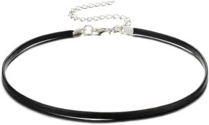Black Leather Choker Necklace Thin Black Choker Necklaces for Woman