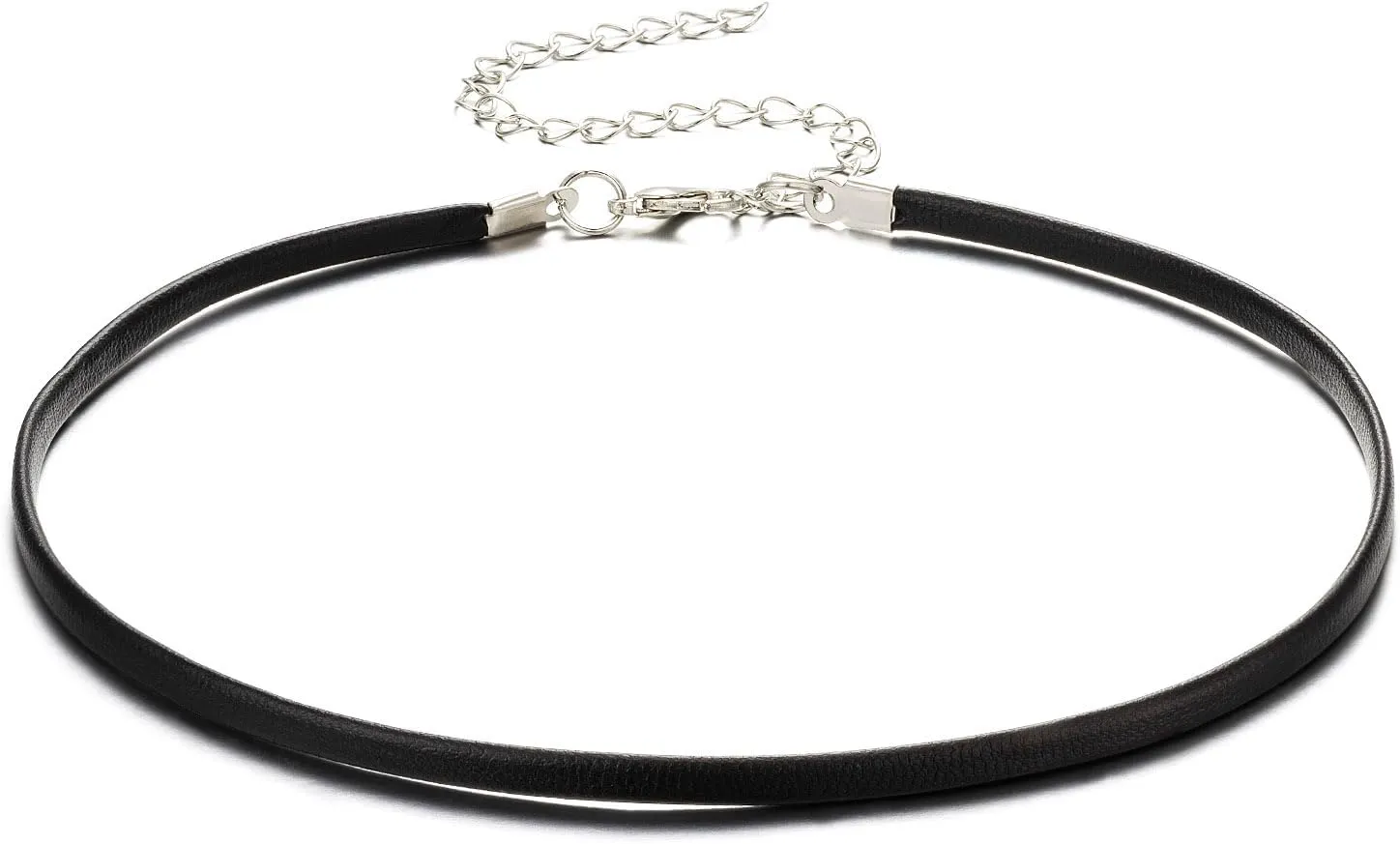 Black Leather Choker Necklace Thin Black Choker Necklaces for Woman