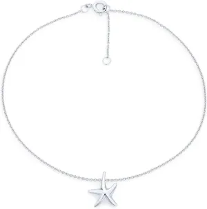 Bling Jewelry Vacation Beach CZ Nautical Starfish Anklet Ankle Bracelet For Women Teen .925 Sterling Silver 9-10 Inch Adjustable