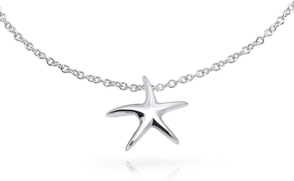 Bling Jewelry Vacation Beach CZ Nautical Starfish Anklet Ankle Bracelet For Women Teen .925 Sterling Silver 9-10 Inch Adjustable