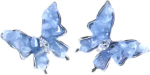 Blue Crystals Butterfly Earrings for Women White Gold Plated Crystal CZ Earrings Cubic Zirconia Stud Earrings for Christmas Mother Valentine's Day Jewelry Gift Prom Wedding Brides