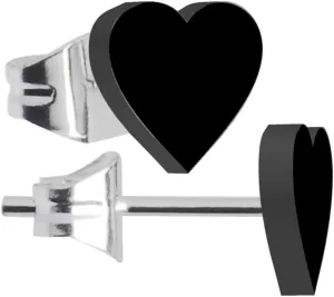 Body Candy Black Acrylic Heart Stud Earrings