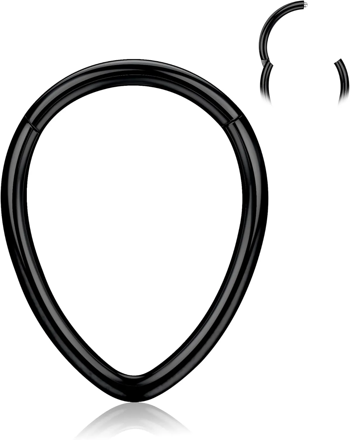 BodyBonita 16G Teardrop Septum Rings - G23 Titanium Nose Rings Hoops Seamless Hinged Cartilage Conch Daith Helix Rook Earrings Piercings Septum Jewelry for Women Men Gold/Silver/Black/Rose Gold