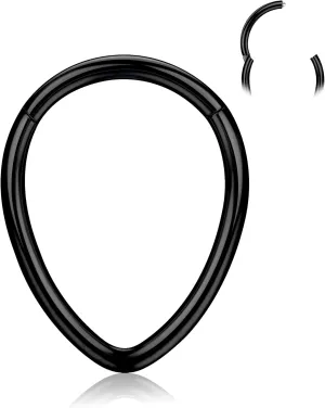 BodyBonita 16G Teardrop Septum Rings - G23 Titanium Nose Rings Hoops Seamless Hinged Cartilage Conch Daith Helix Rook Earrings Piercings Septum Jewelry for Women Men Gold/Silver/Black/Rose Gold