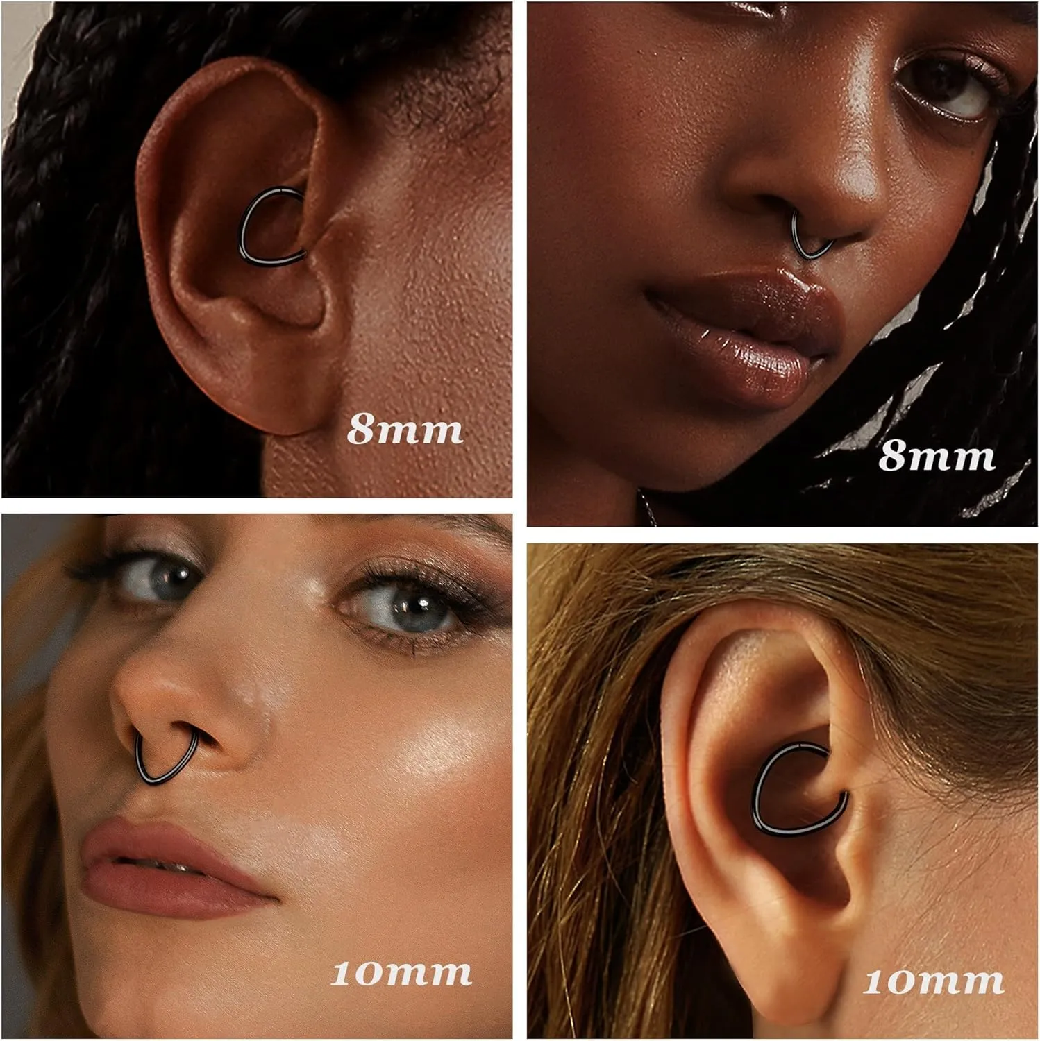 BodyBonita 16G Teardrop Septum Rings - G23 Titanium Nose Rings Hoops Seamless Hinged Cartilage Conch Daith Helix Rook Earrings Piercings Septum Jewelry for Women Men Gold/Silver/Black/Rose Gold