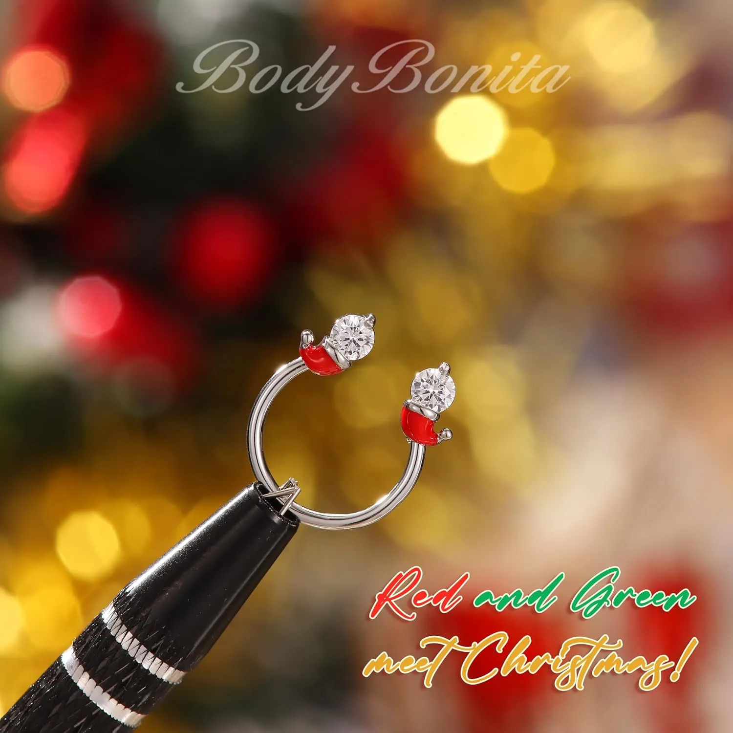 BodyBonita 316L Surgical Steel Horseshoe Christmas Septum Jewelry 16G Nose Rings Piercings Septum rings Daith Piercing Jewelry Helix Tragus Cartilage Earring for Women Men Gold/Silver 8/10/12mm