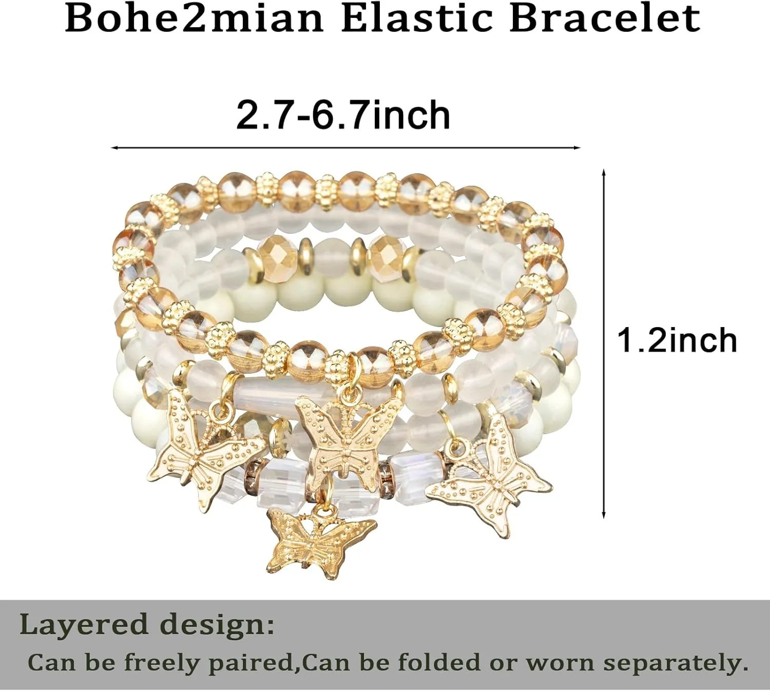 Bohemian Bracelet for Women,Stackable Stretch Beaded Bracelets,Multilayer Hippie Boho Bracelets Charms Gift for Women Friend and Girls