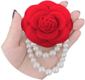 Bohemian Pearl Safety Brooch Pins Flower Hair Flowers Hairpin Headpieces, Shawl Clips for Women Girls Vintage Collar Brooch