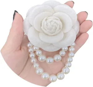 Bohemian Pearl Safety Brooch Pins Flower Hair Flowers Hairpin Headpieces, Shawl Clips for Women Girls Vintage Collar Brooch