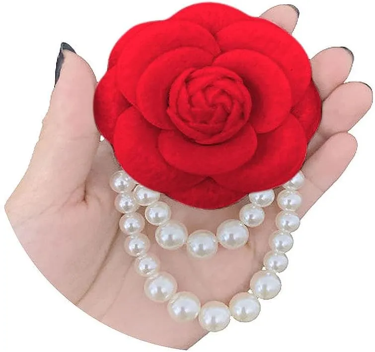 Bohemian Pearl Safety Brooch Pins Flower Hair Flowers Hairpin Headpieces, Shawl Clips for Women Girls Vintage Collar Brooch