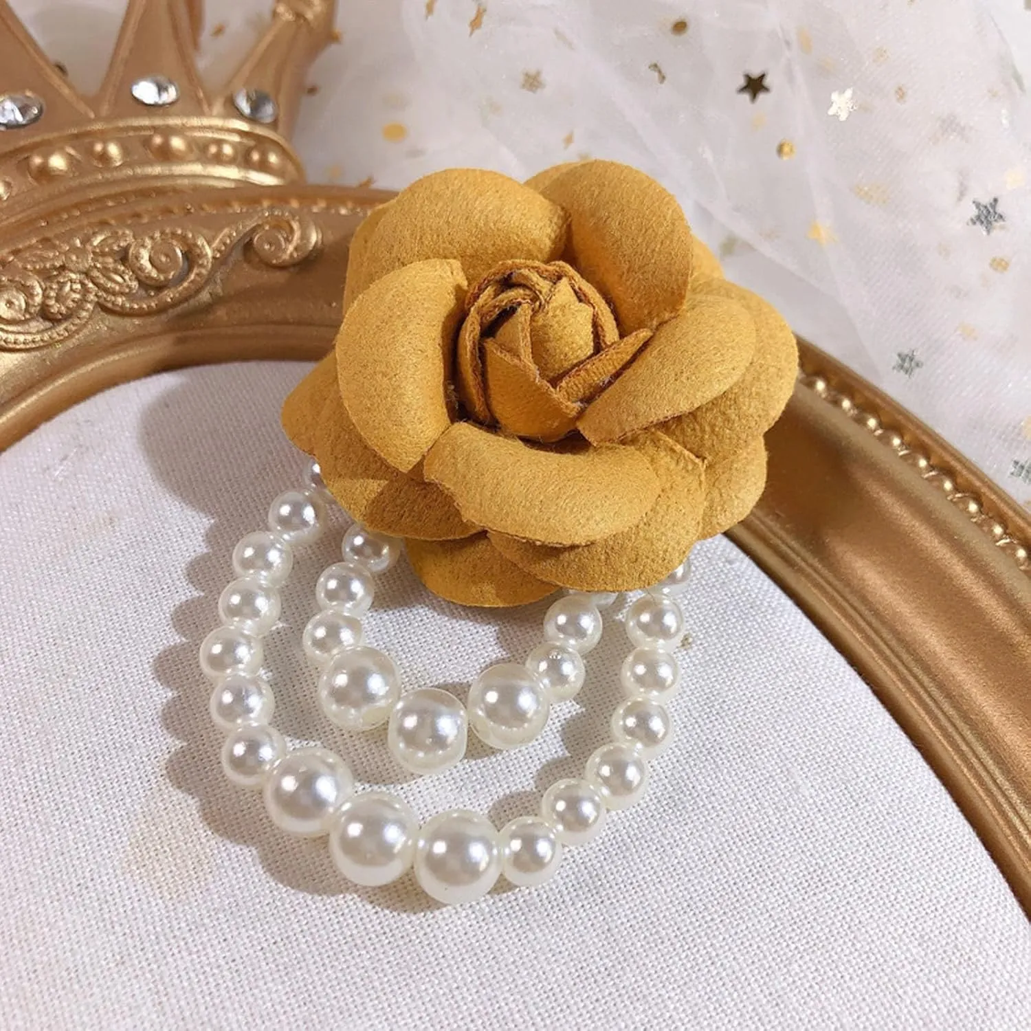 Bohemian Pearl Safety Brooch Pins Flower Hair Flowers Hairpin Headpieces, Shawl Clips for Women Girls Vintage Collar Brooch