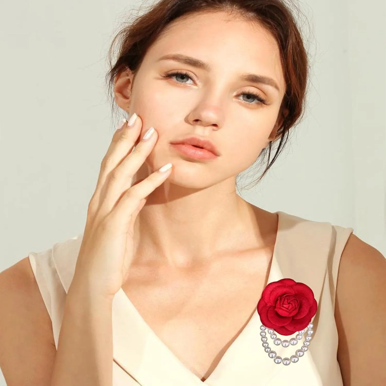 Bohemian Pearl Safety Brooch Pins Flower Hair Flowers Hairpin Headpieces, Shawl Clips for Women Girls Vintage Collar Brooch