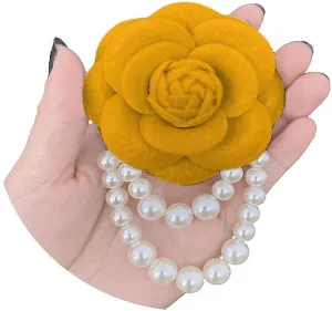 Bohemian Pearl Safety Brooch Pins Flower Hair Flowers Hairpin Headpieces, Shawl Clips for Women Girls Vintage Collar Brooch