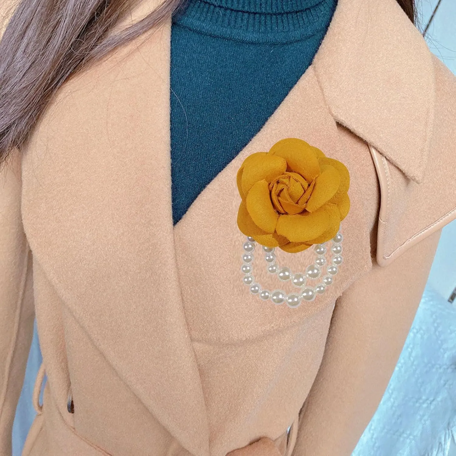 Bohemian Pearl Safety Brooch Pins Flower Hair Flowers Hairpin Headpieces, Shawl Clips for Women Girls Vintage Collar Brooch
